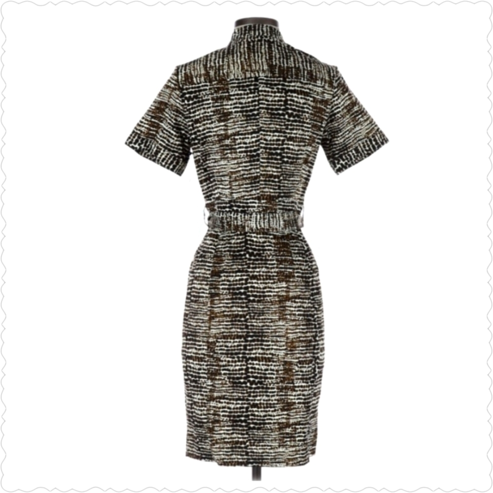 CALVIN KLIEN Animal Print Snap-Front, Belted Dress, Size 4 - Picture 3 of 8